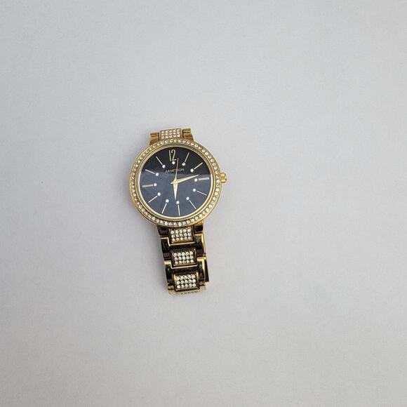 Vintage Watches Armitron Gold Crystal Watch with Black Dial & Link Bracelet - Picture 2 of 10